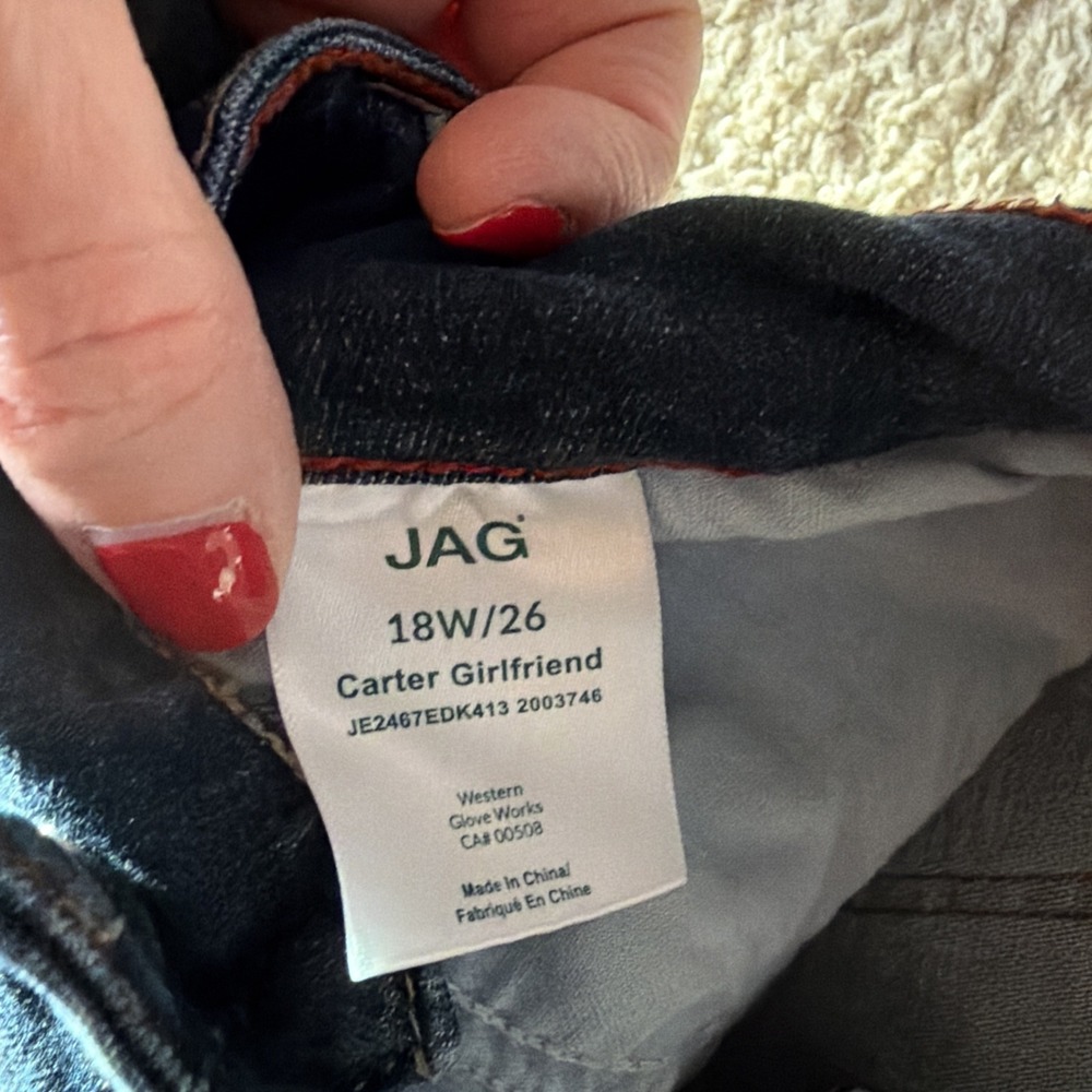 JAG Dark Blue Carter High Rise Girlfriend Jeans Pants Zip 5 Pocket 18W EUC! - Picture 6 of 9